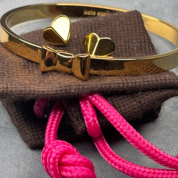 Kate Spade Goldtone bow bangle and earrings - Picture 2 of 5
